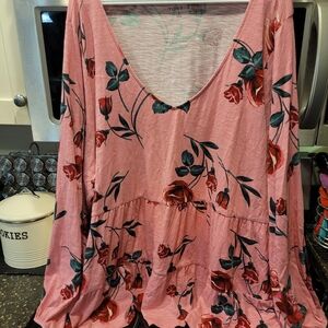 Torrid Rose Print V-Neck Blouse